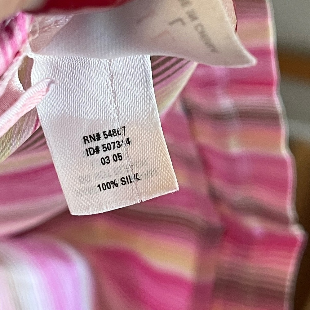 Victoria’s Secret Bright Pink and Lime Striped Silk Fabric Pants - Picture 3 of 5